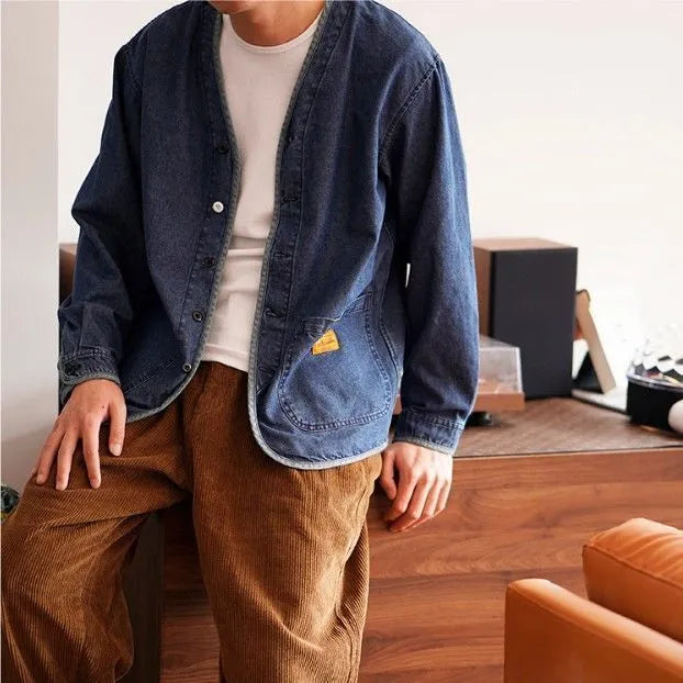 Herren-Jeansjacke mit V-Ausschnitt - Milo