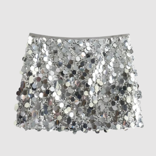 Minijupe élégante avec paillettes étincelantes, parfaite pour un look de fête glamour