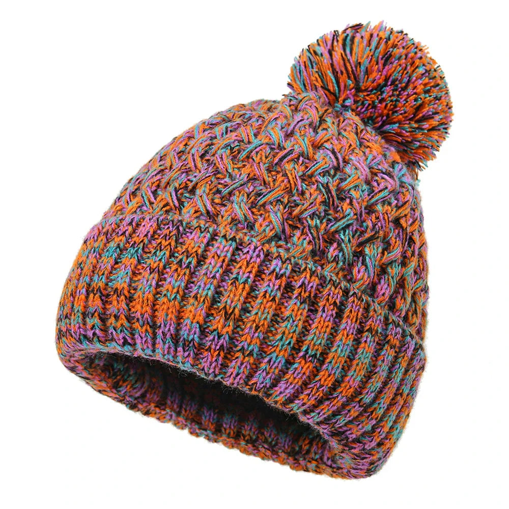 Einlagige Damenstrickmütze mit Bommel - Kireva