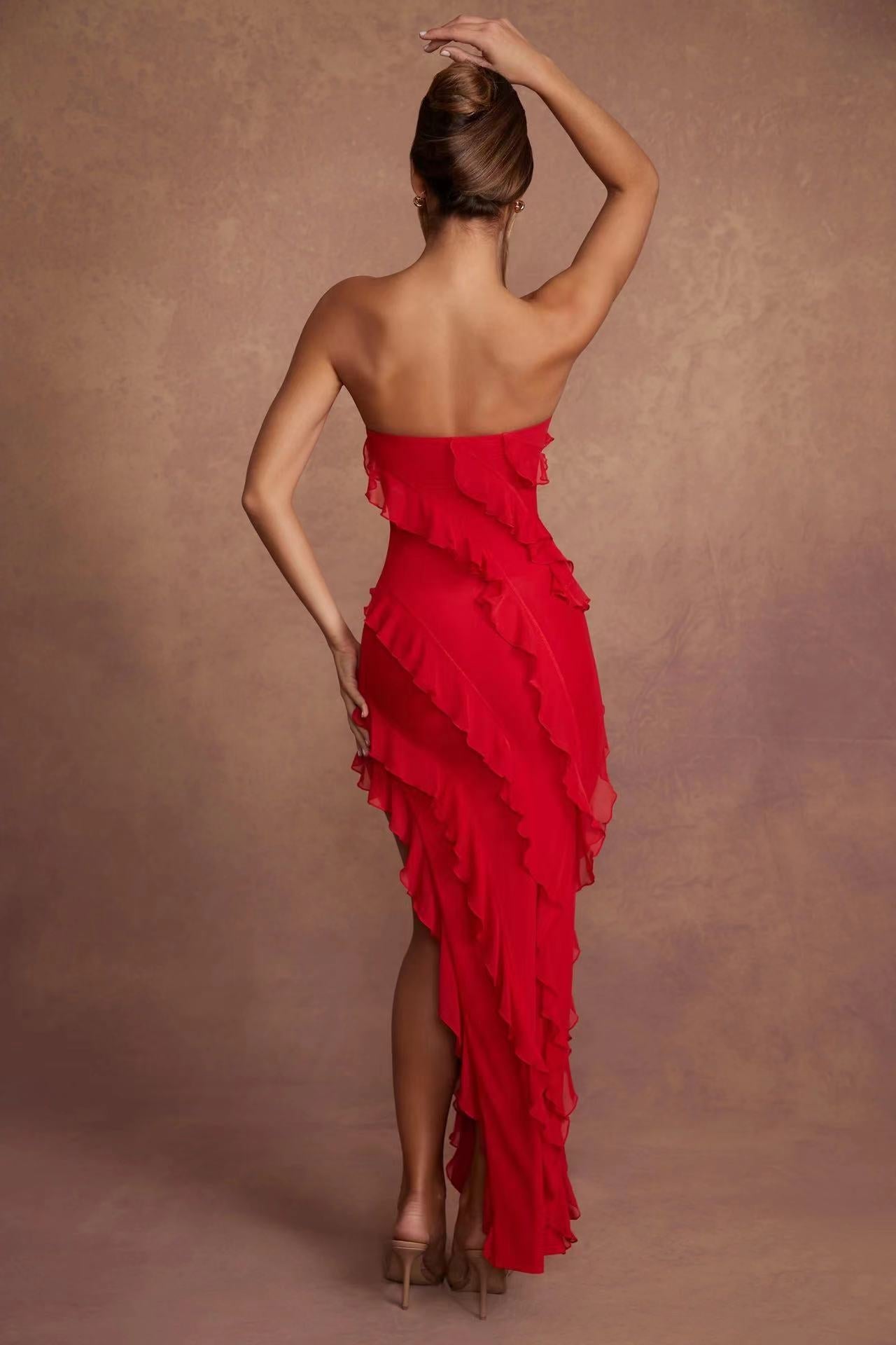 Mila - Geschlitztes Abendkleid mit Rüschen für Frauen