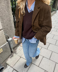 Veste ample en daim avec revers en velours rétro - Loise