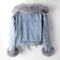 Veste en jean avec passepoils pour femme - Serene