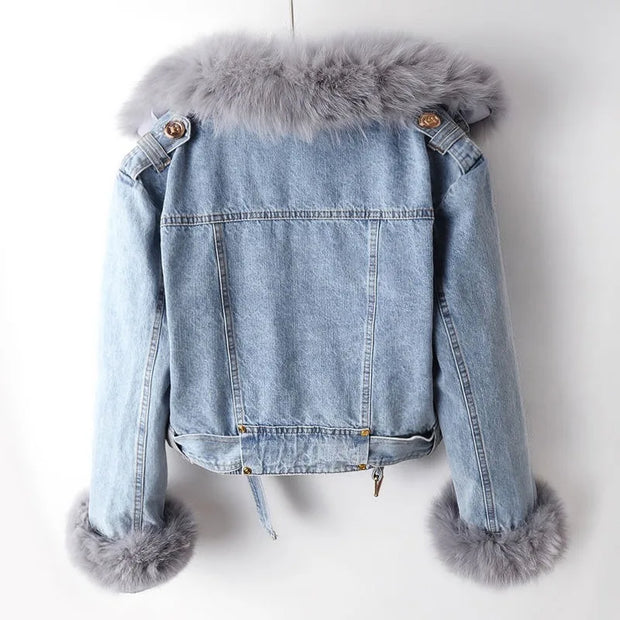 Veste en jean avec passepoils pour femme - Serene