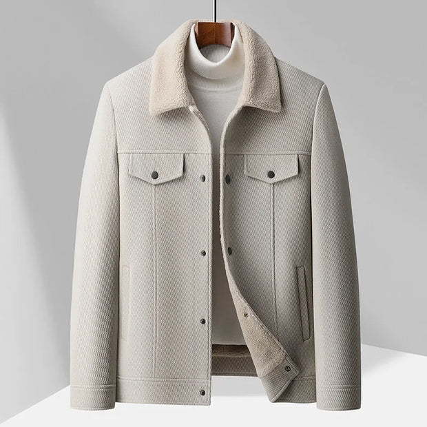 Veste à col en polaire pour hommes - Olivier