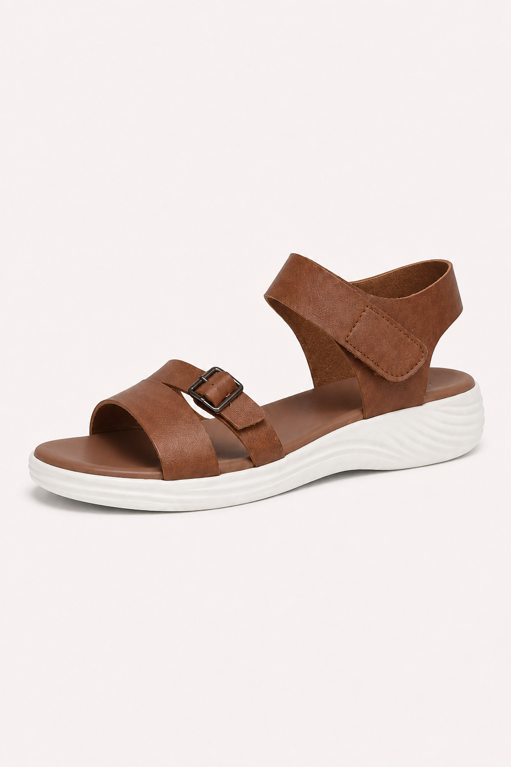 Damen-Sandalen mit niedrigem Keilabsatz und Klettverschluss – Leoni