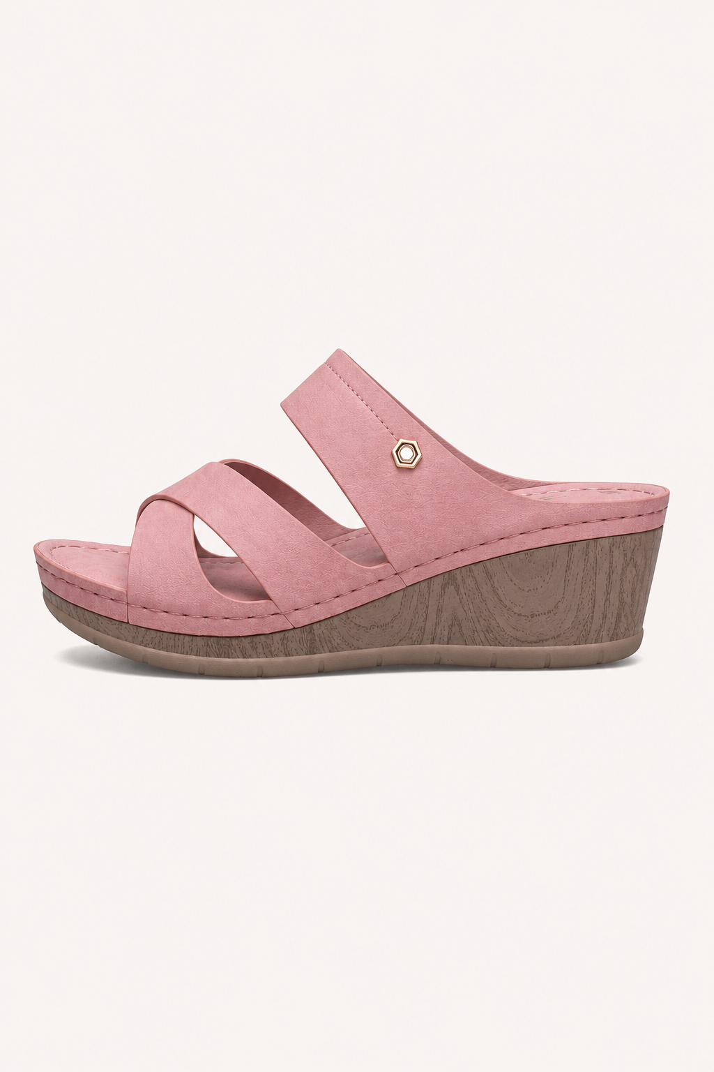 Damen-Sandalen mit Keilabsatz, Plateau und gekreuzten Riemen – Brigitte