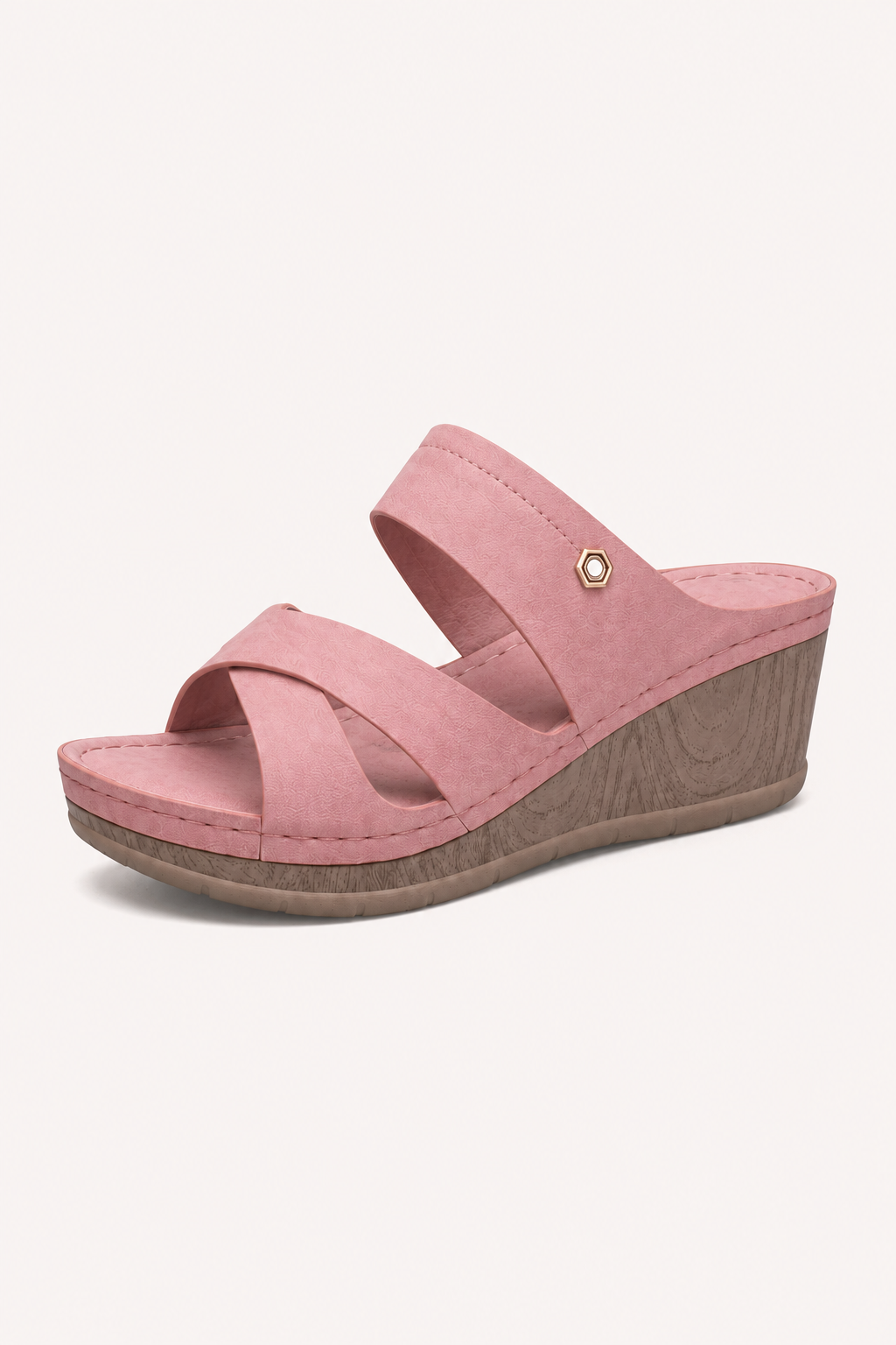Damen-Sandalen mit Keilabsatz, Plateau und gekreuzten Riemen – Brigitte
