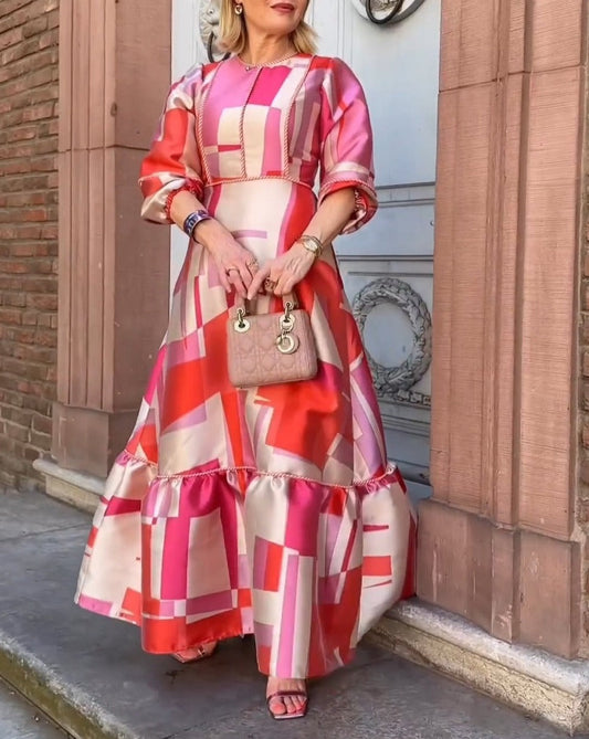 Rocka - Robe rouge imprimée à manches longues