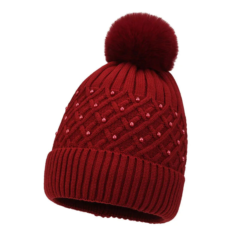 Damenstrickmütze mit Bommel - Kiremo