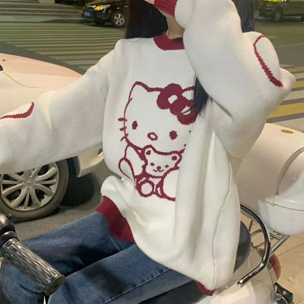 Pull à col rond Hello Kitty pour femme