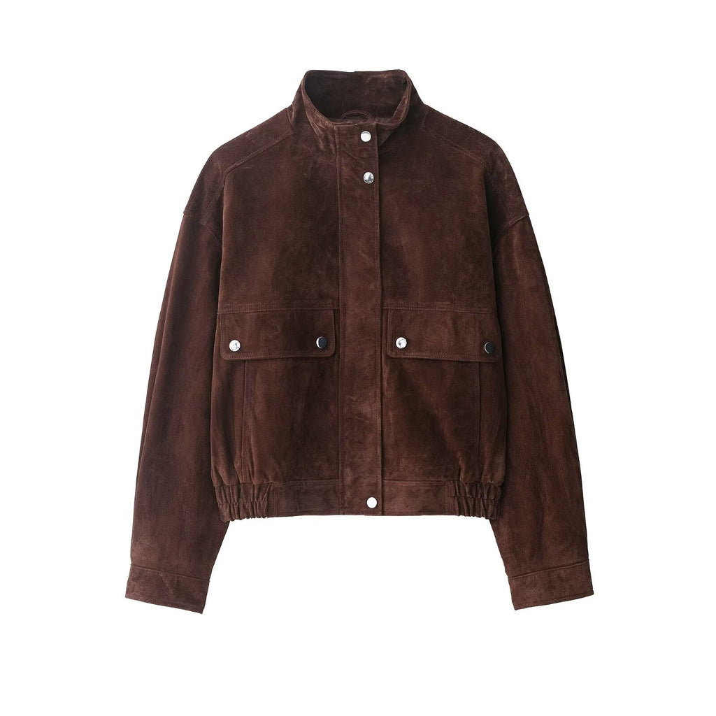 Damenjacke aus Wildleder mit Fronttaschen - Mireane