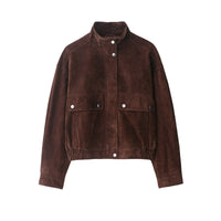 Veste en daim pour femme avec poches sur le devant - Mireane