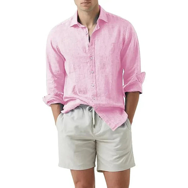 Chemise d'été pour hommes en lin et coton
