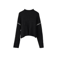 Gabrielle - Gerippter Strickpullover mit Schnürdetail an der Seite