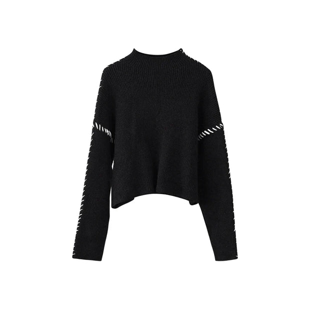 Gabrielle - Gerippter Strickpullover mit Schnürdetail an der Seite