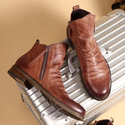 Herren Lederstiefelette mit seitlichem Reißverschluss - Alex
