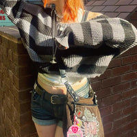 Pull Gothique à Rayures Style Rétro pour femmes