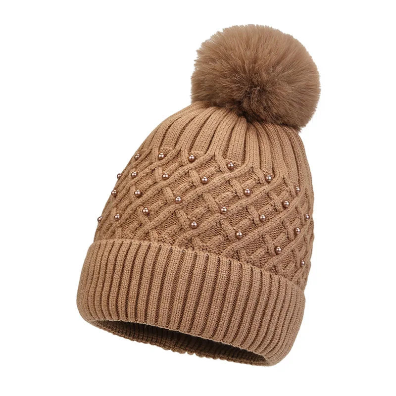 Damenstrickmütze mit Bommel - Kiremo
