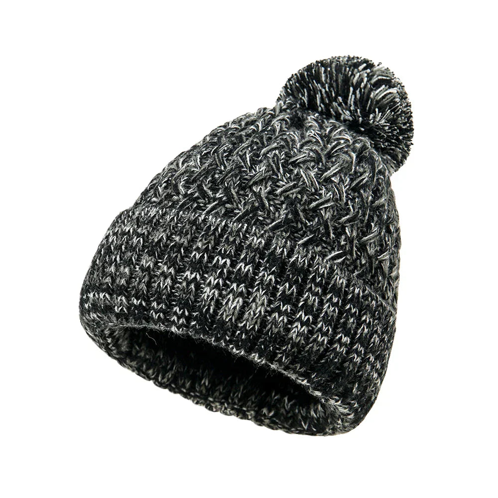 Einlagige Damenstrickmütze mit Bommel - Kireva