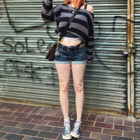 Pull Gothique à Rayures Style Rétro pour femmes