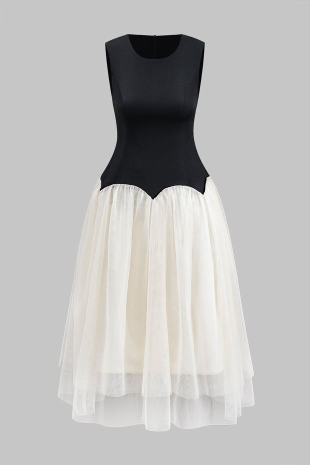 Vera - Robe midi sans manches avec fermeture éclair et ruchés