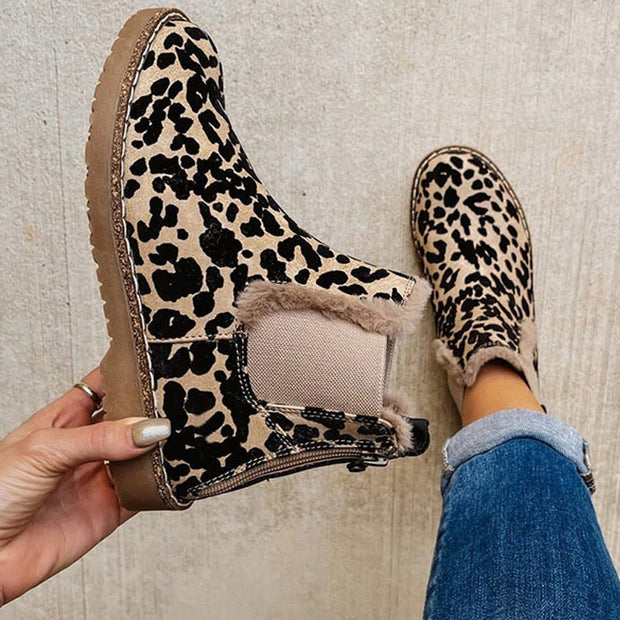 Elaine - Damen Chelsea Ankle Boots mit Leopardenmuster