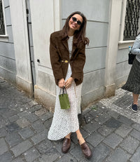 Veste ample en daim avec revers en velours rétro - Loise