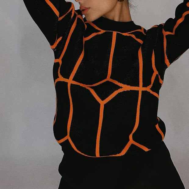 Chio - Geometrischer Rundhalspullover mit markantem Muster