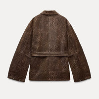 Elsie - Veste en Jean Imprimé Léopard