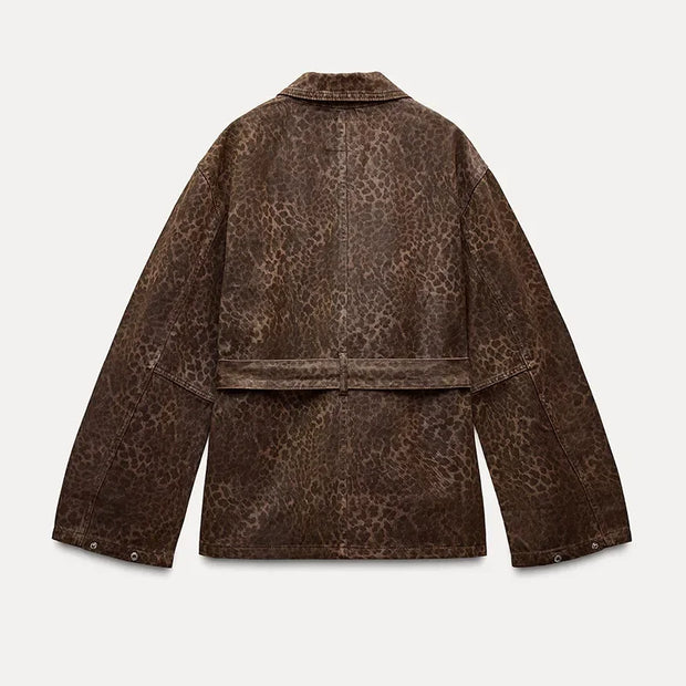 Elsie - Veste en Jean Imprimé Léopard