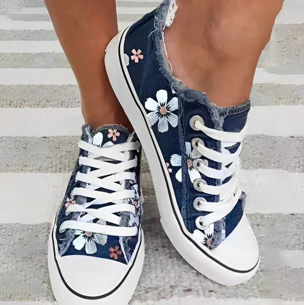 Rena - Baskets tendance pour femmes avec motif denim floral pour un look stylé