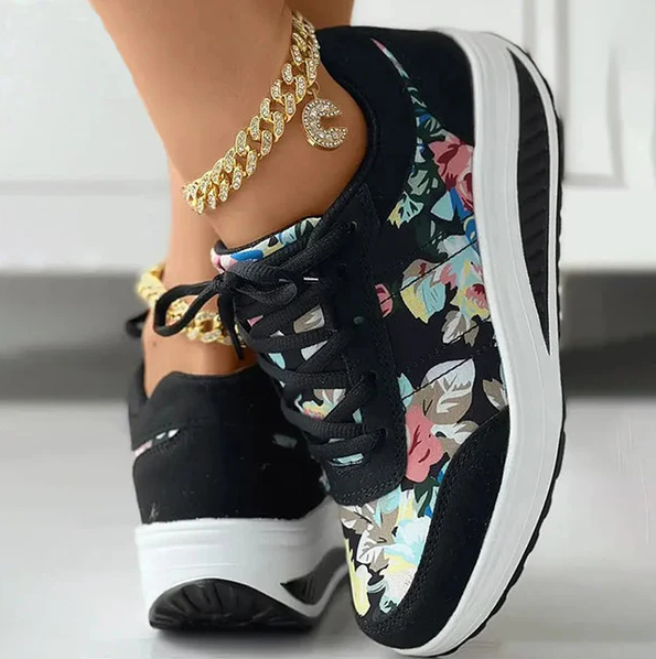 Luisa - Chaussures d'été en toile avec motif floral pour femmes
