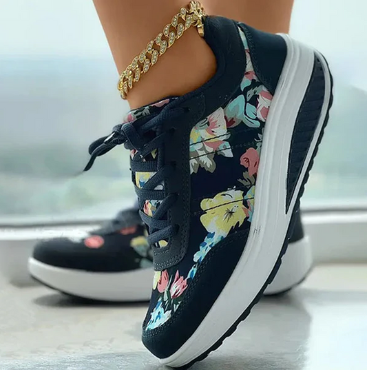 Luisa - Chaussures d'été en toile avec motif floral pour femmes