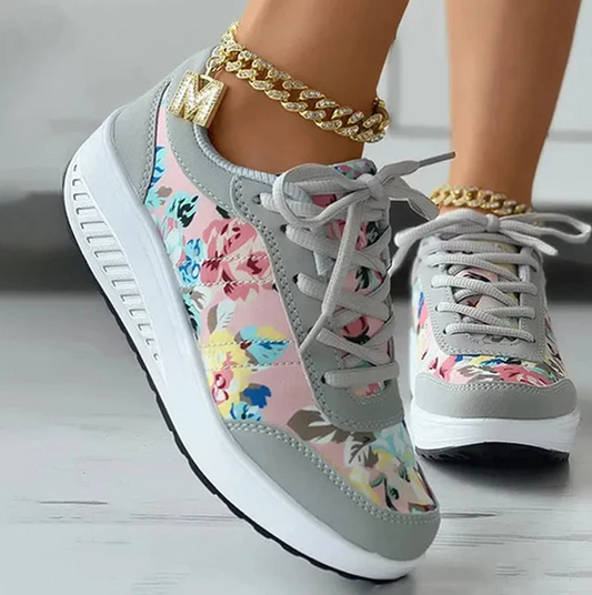 Luisa - Chaussures d'été en toile avec motif floral pour femmes
