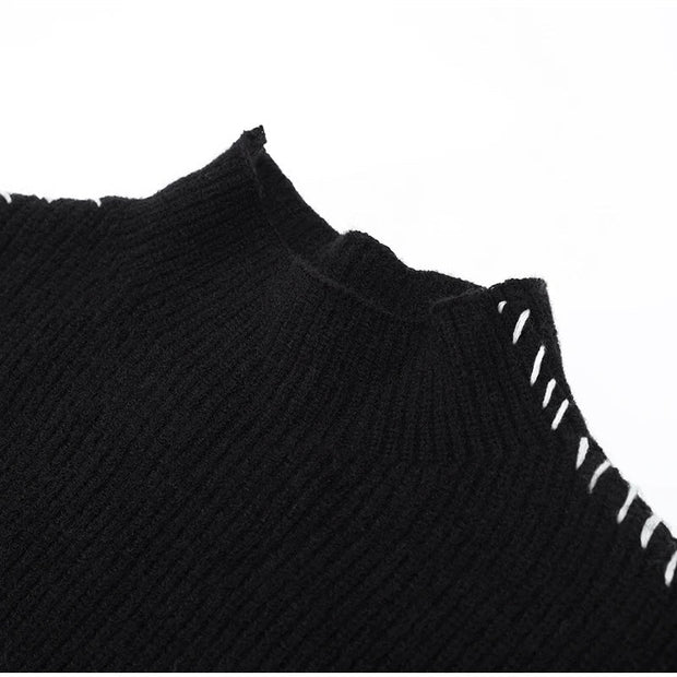 Gabrielle - Gerippter Strickpullover mit Schnürdetail an der Seite