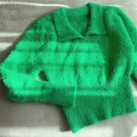 Lore - Plüschpullover mit Kragen und langen Ärmeln