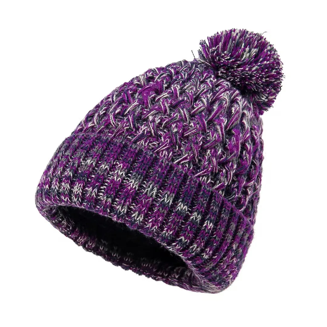 Einlagige Damenstrickmütze mit Bommel - Kireva