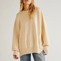 Fayette - Eleganter Damen Pullover Rot Oversize mit Rundhalsausschnitt und langen Ärmeln