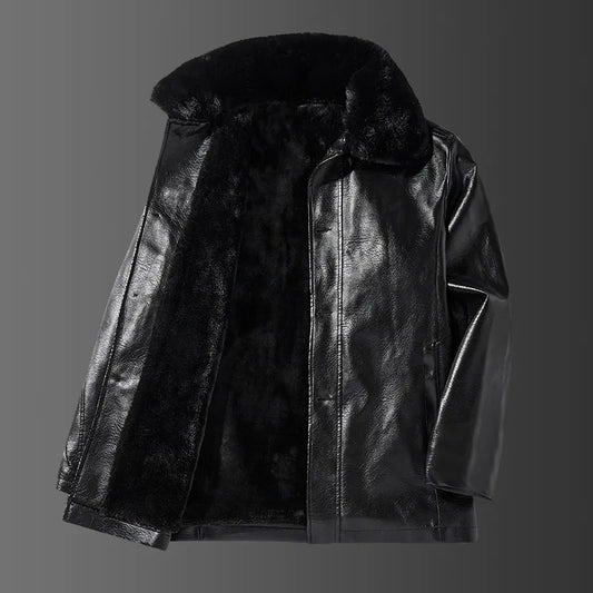 Veste en cuir végétalien avec col - Liam