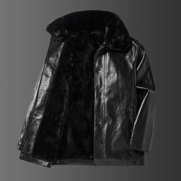 Veste en cuir végétalien avec col - Liam