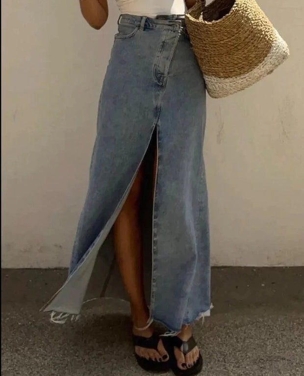 Jupe en jean taille haute vintage pour femme Clave