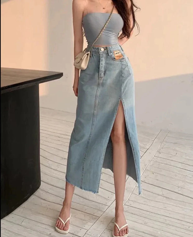 Jupe en jean maxi