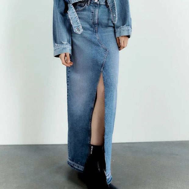 Jupe en jean longue Vintage pour femmes Slayer