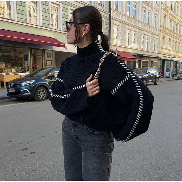 Gabrielle - Gerippter Strickpullover mit Schnürdetail an der Seite