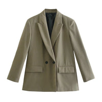Classic collar blazer - ladies double-breasted office coat for elegant outfits