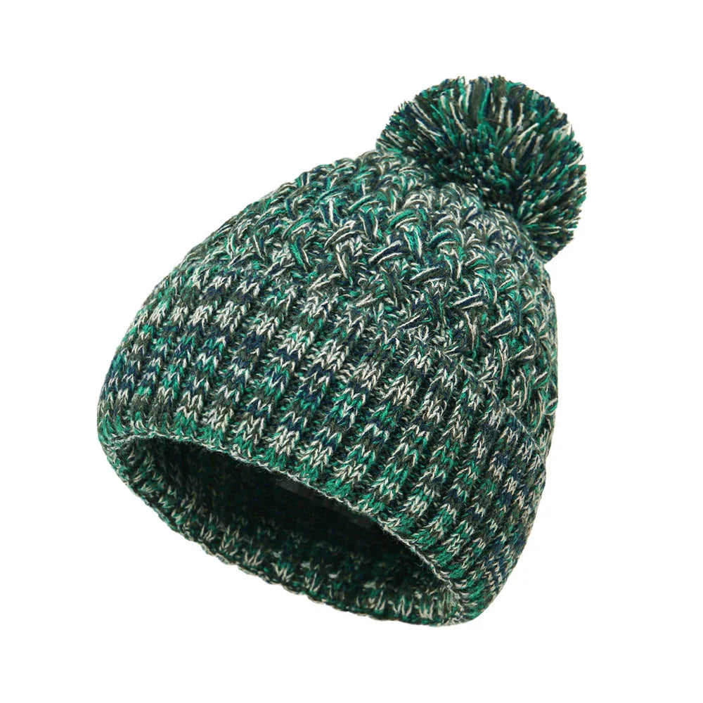 Einlagige Damenstrickmütze mit Bommel - Kireva