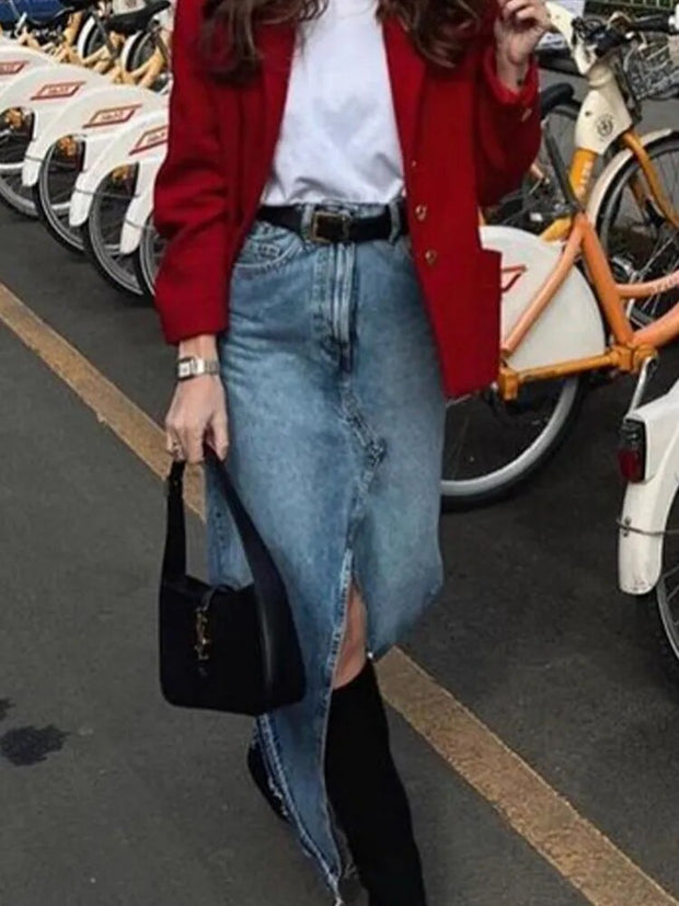 Jupe en jean longue Vintage pour femmes Slayer