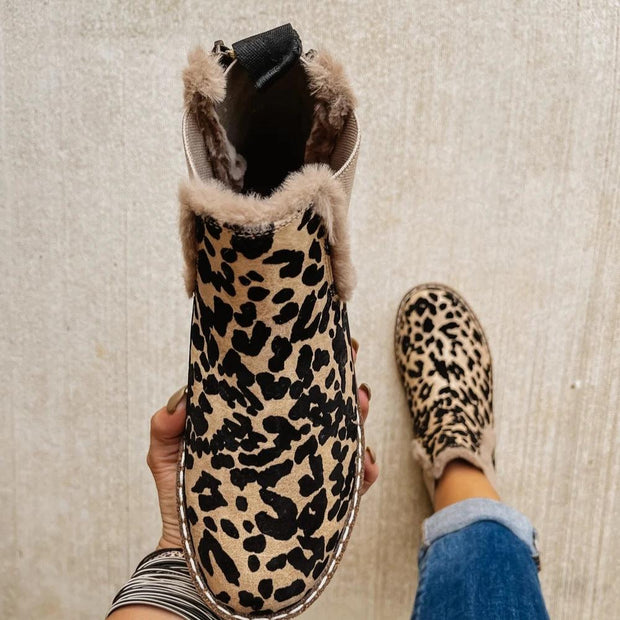 Elaine - Damen Chelsea Ankle Boots mit Leopardenmuster