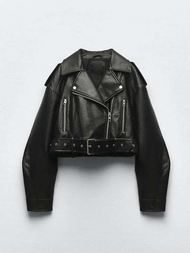Veste de motard à fermeture Éclair pour femme