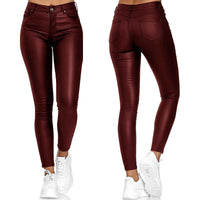 Fiamma Pantalons - Femmes polyvalentes High-Waist Skinny pantalon en cuir pour toutes les occasions